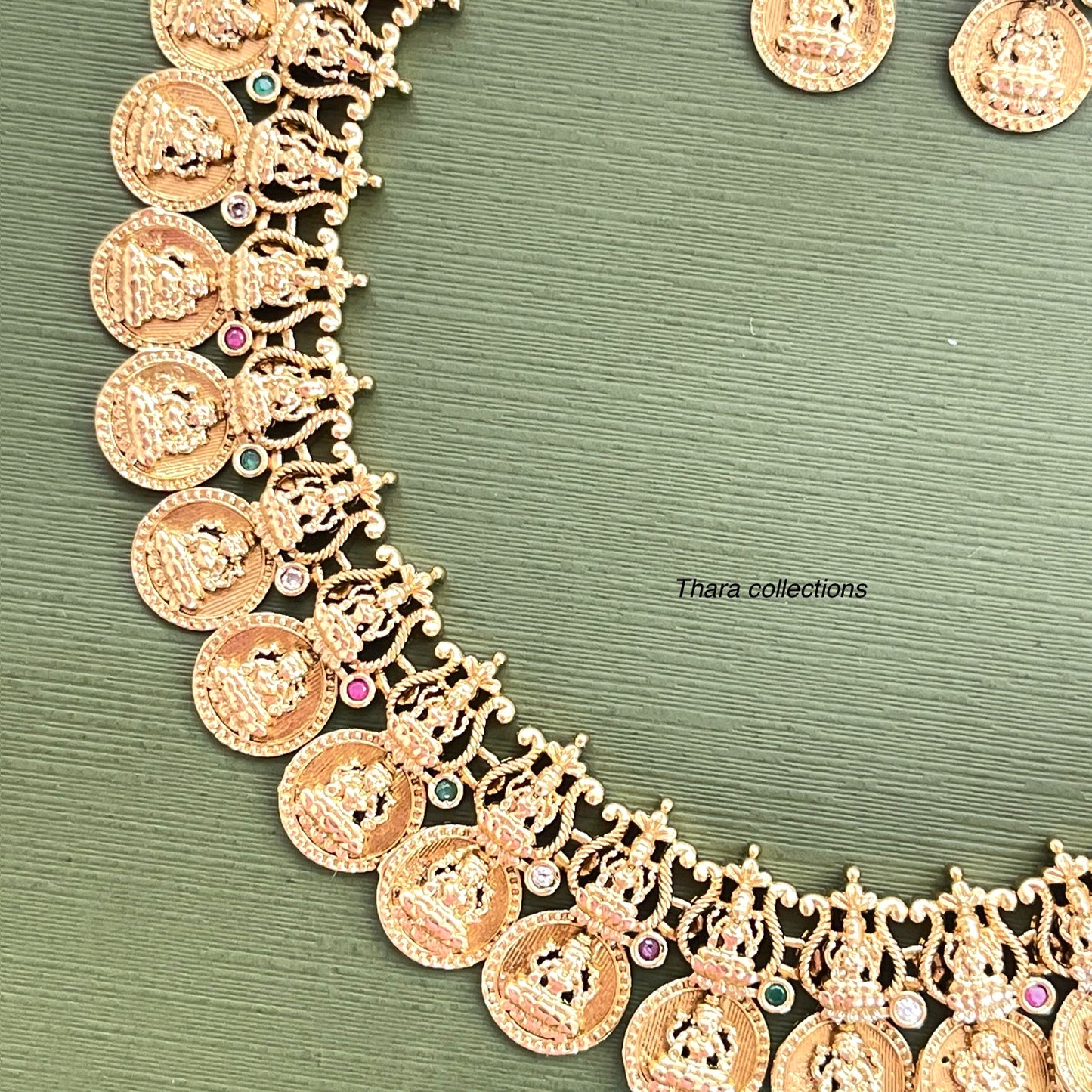 Antique Gold Lakshmi Coin Necklace & Earring Set – Temple Jewelry