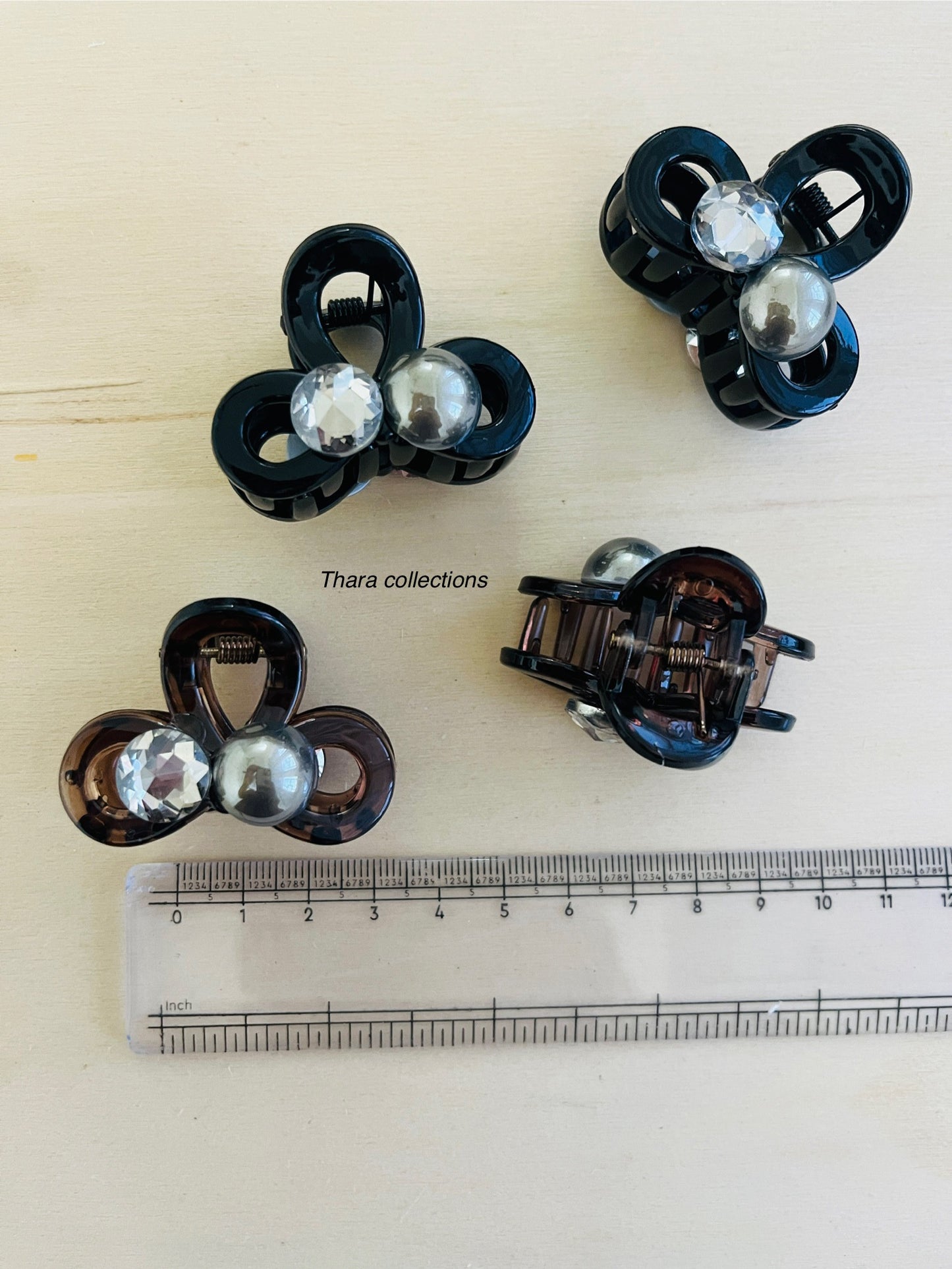 Butterfly Knot Hair Clip - Dual Pearl & Crystal Accent