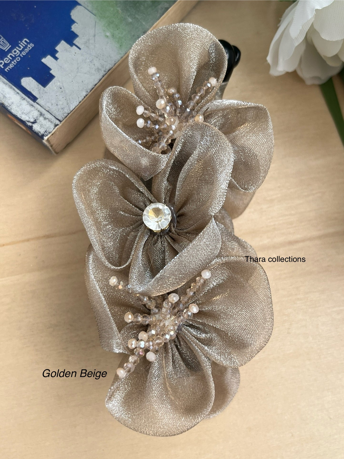 BloomBliss Beaded Floral Banana Clips