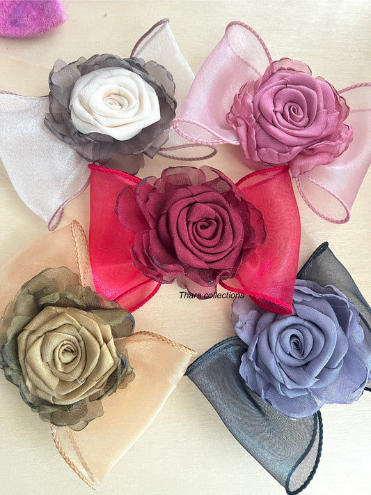 Elegant Rose Charm Hair Bows