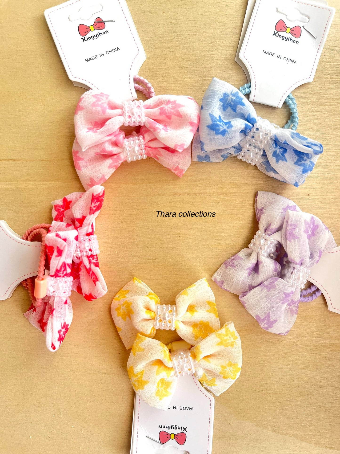 Floral Bow Hair Ties – Set of 2