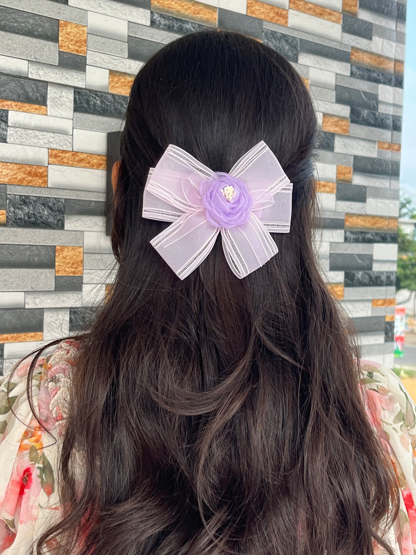 Pastel Bloom Ribbon Bow Clips – Soft & Elegant Floral Design