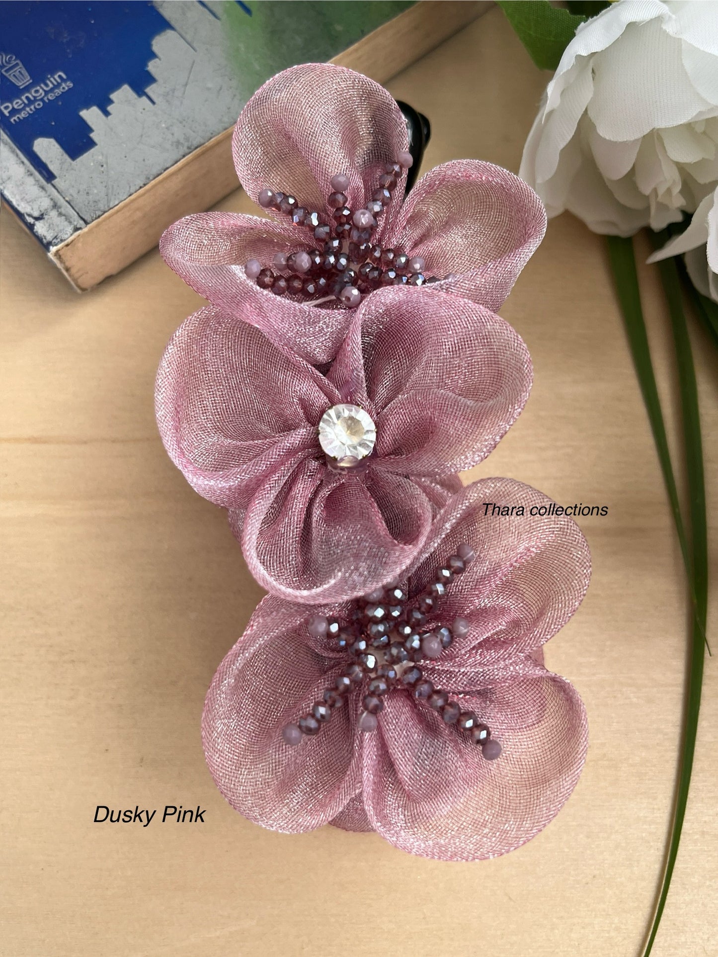 BloomBliss Beaded Floral Banana Clips