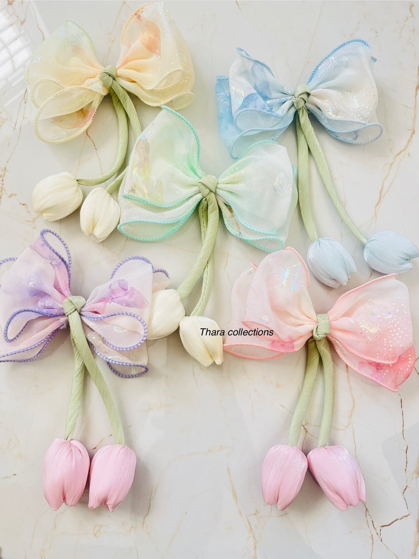Tulip Hair Bow Clip - Flora pastel Color