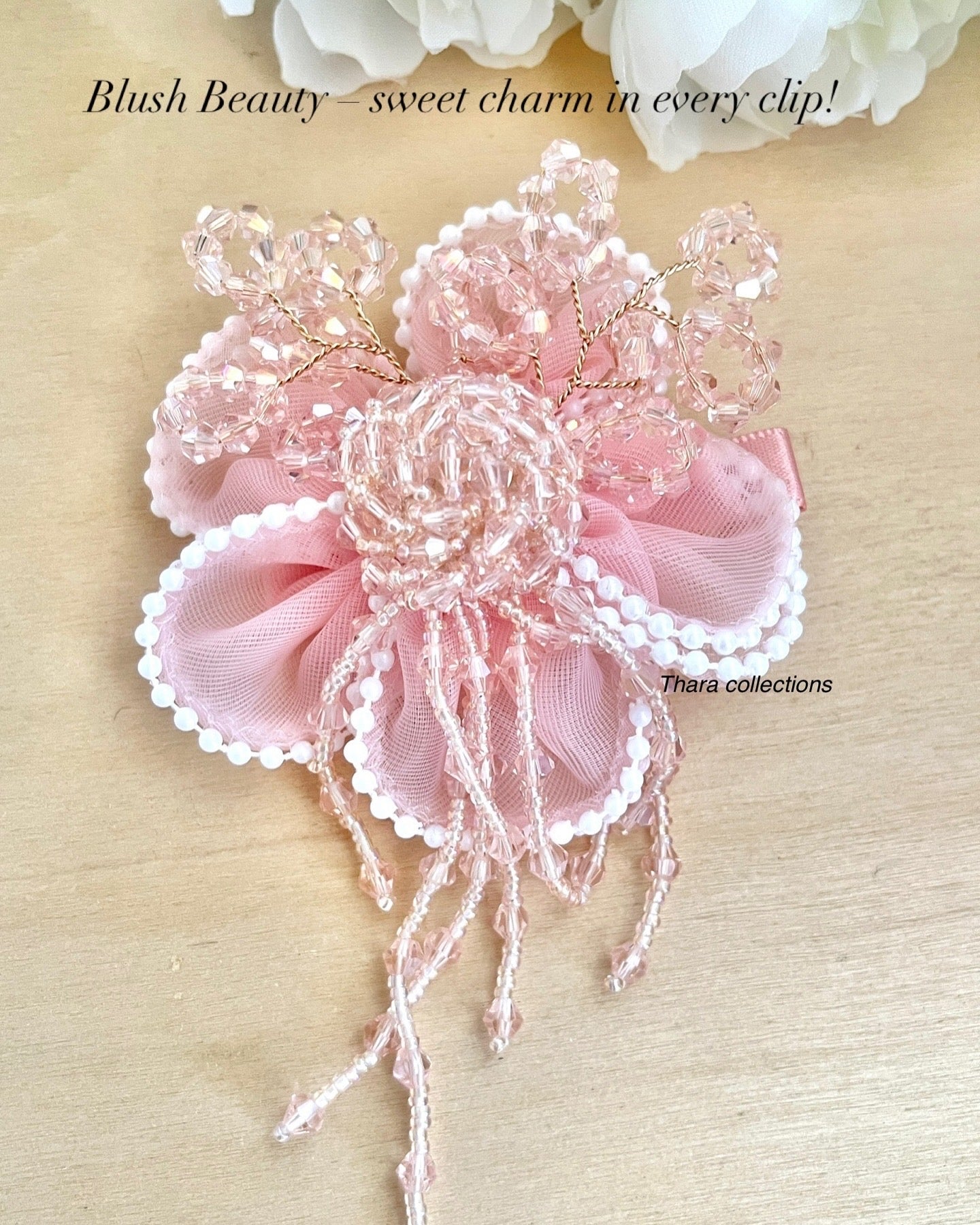 Pearl Floral Alligator BackClip