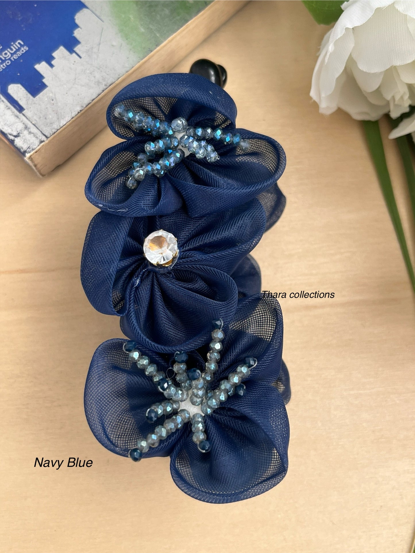 BloomBliss Beaded Floral Banana Clips