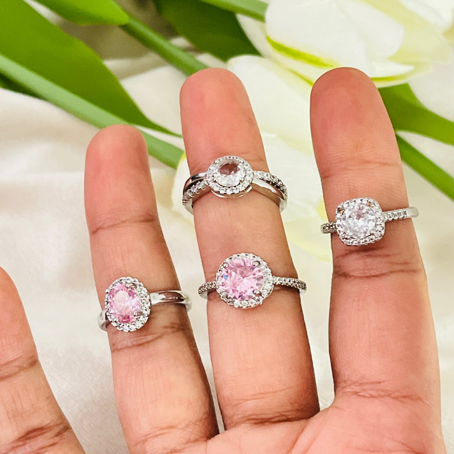 Halo Sparkle Adjustable Ring