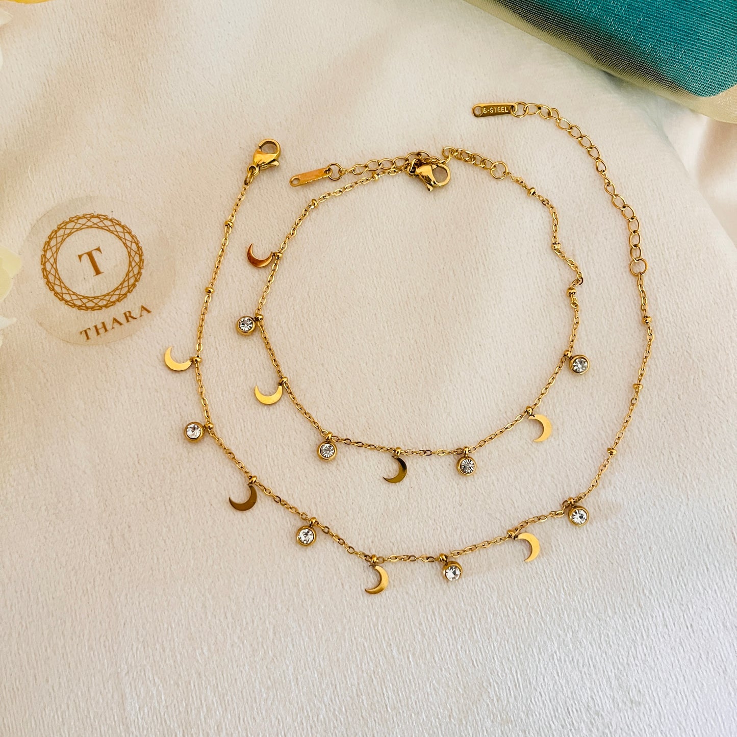 Minimal Moon Charm Anklet – Adjustable Size