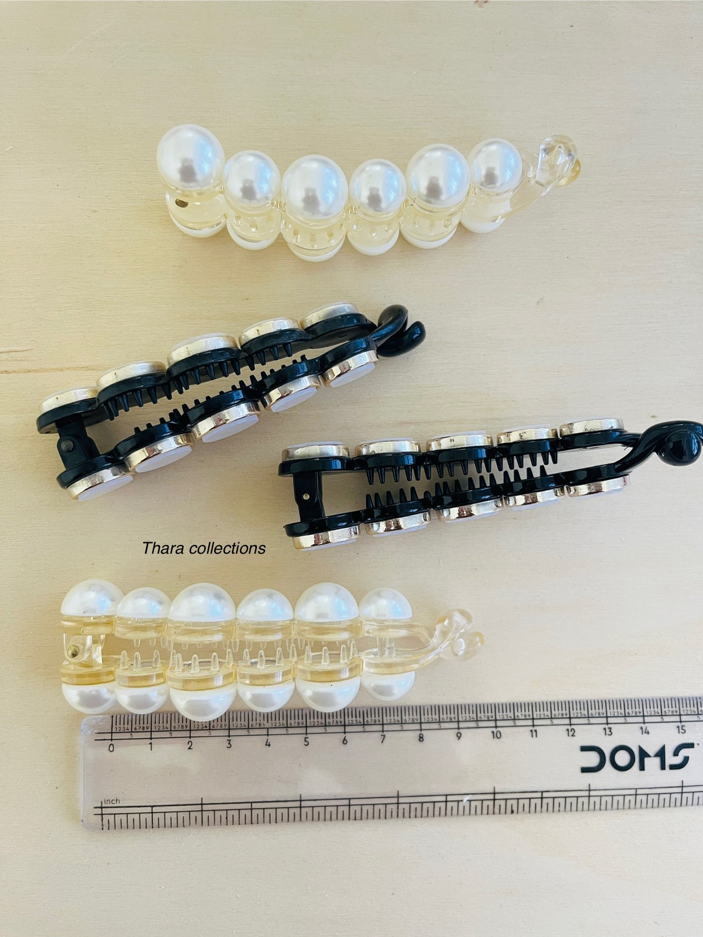 Korean Style Pearl & Stone Banana Clip – Elegant & Secure