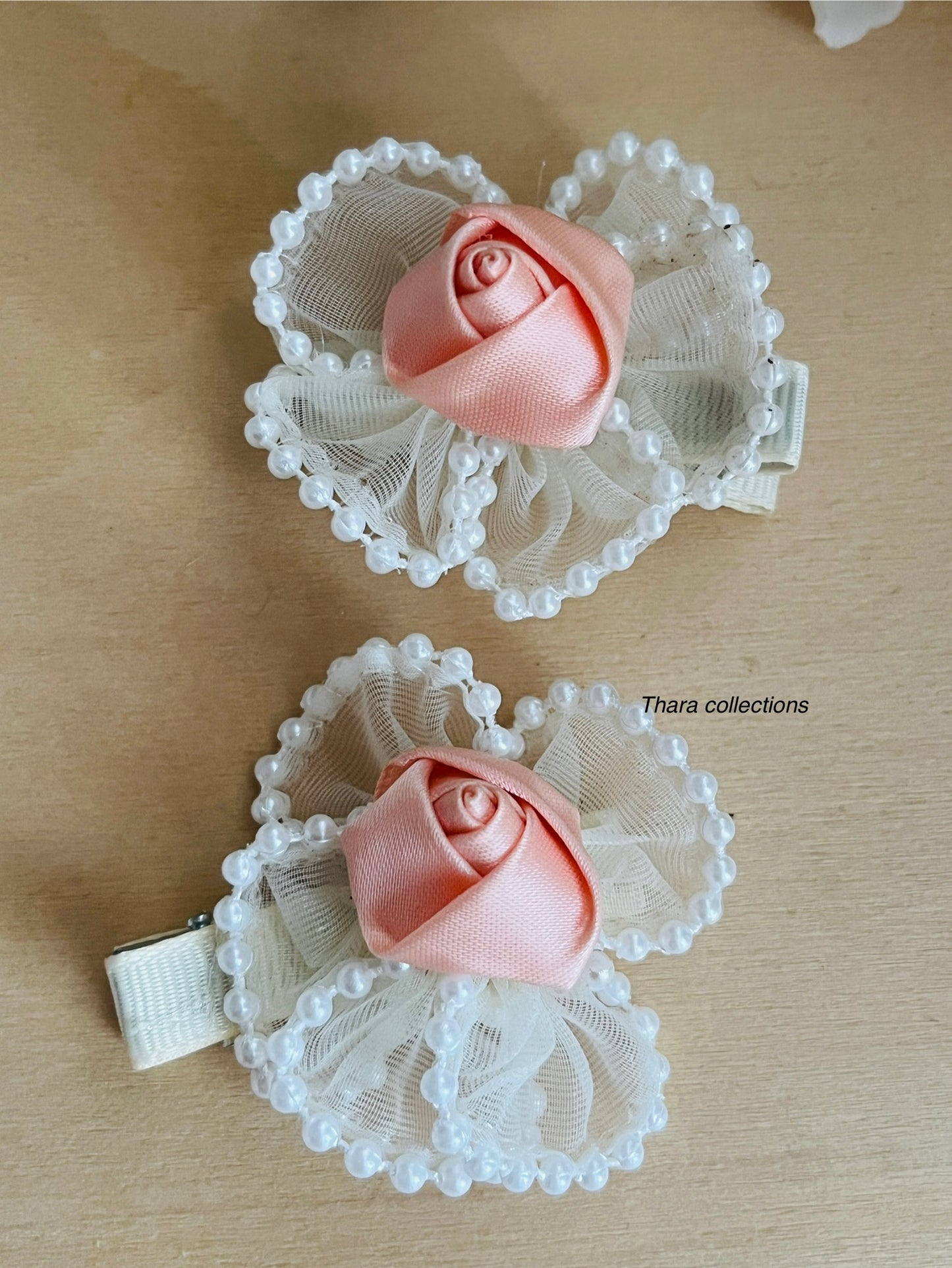 Rose Bow Hair Clips
