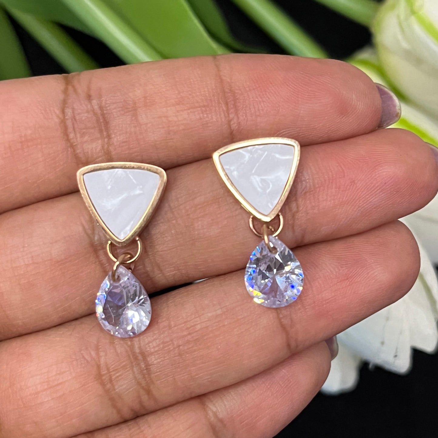 Minimal Triangle Drop Rose Gold Earrings