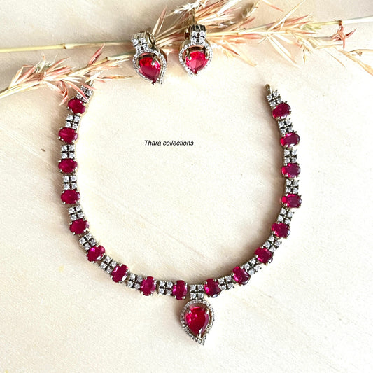 Elegant Ruby Red Party Neckpiece