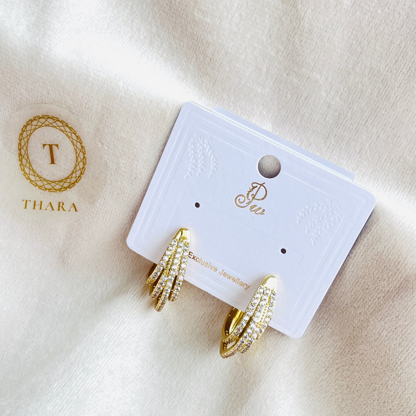 Layered Sparkle Gold Stud Earrings