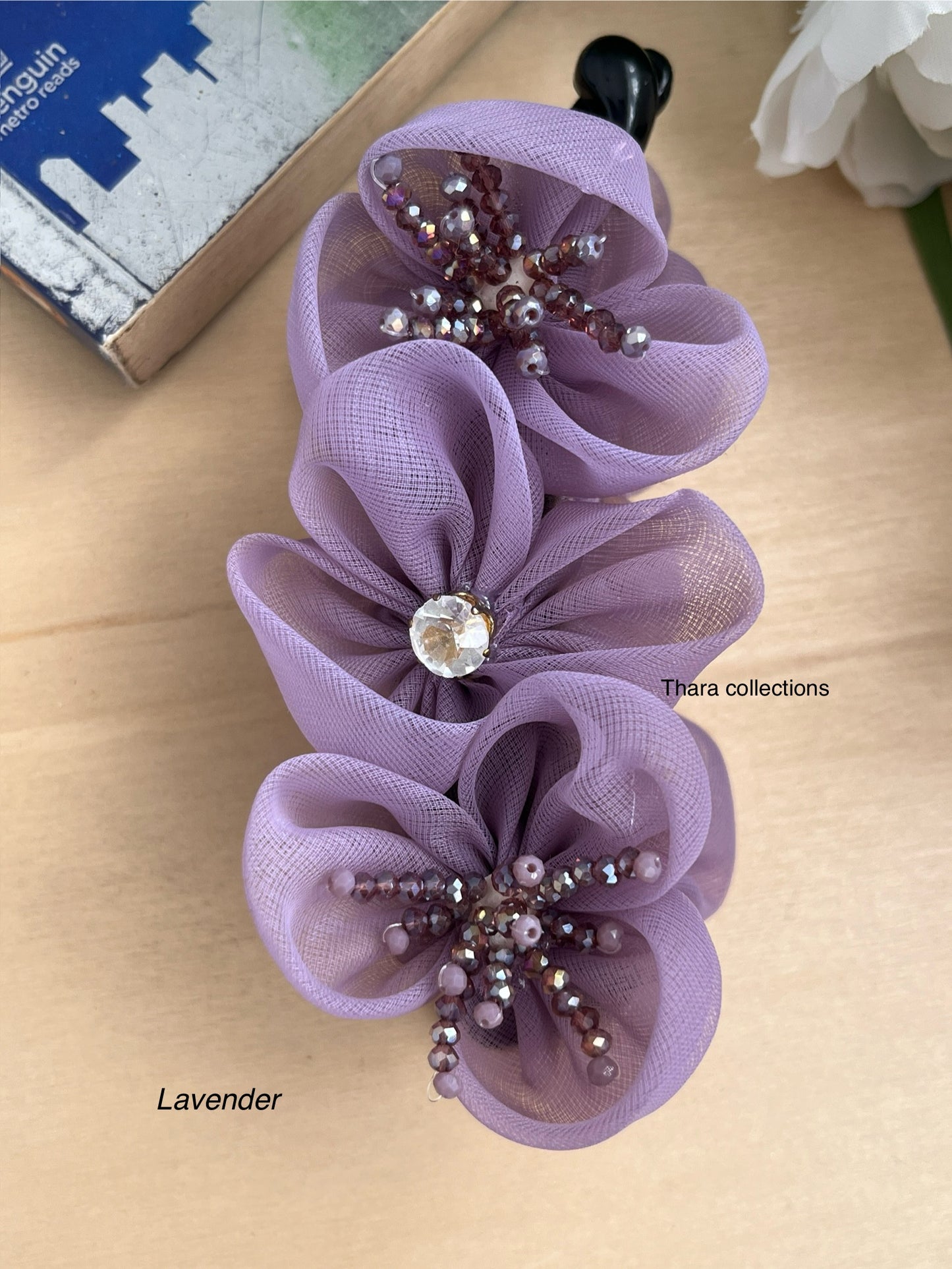 BloomBliss Beaded Floral Banana Clips