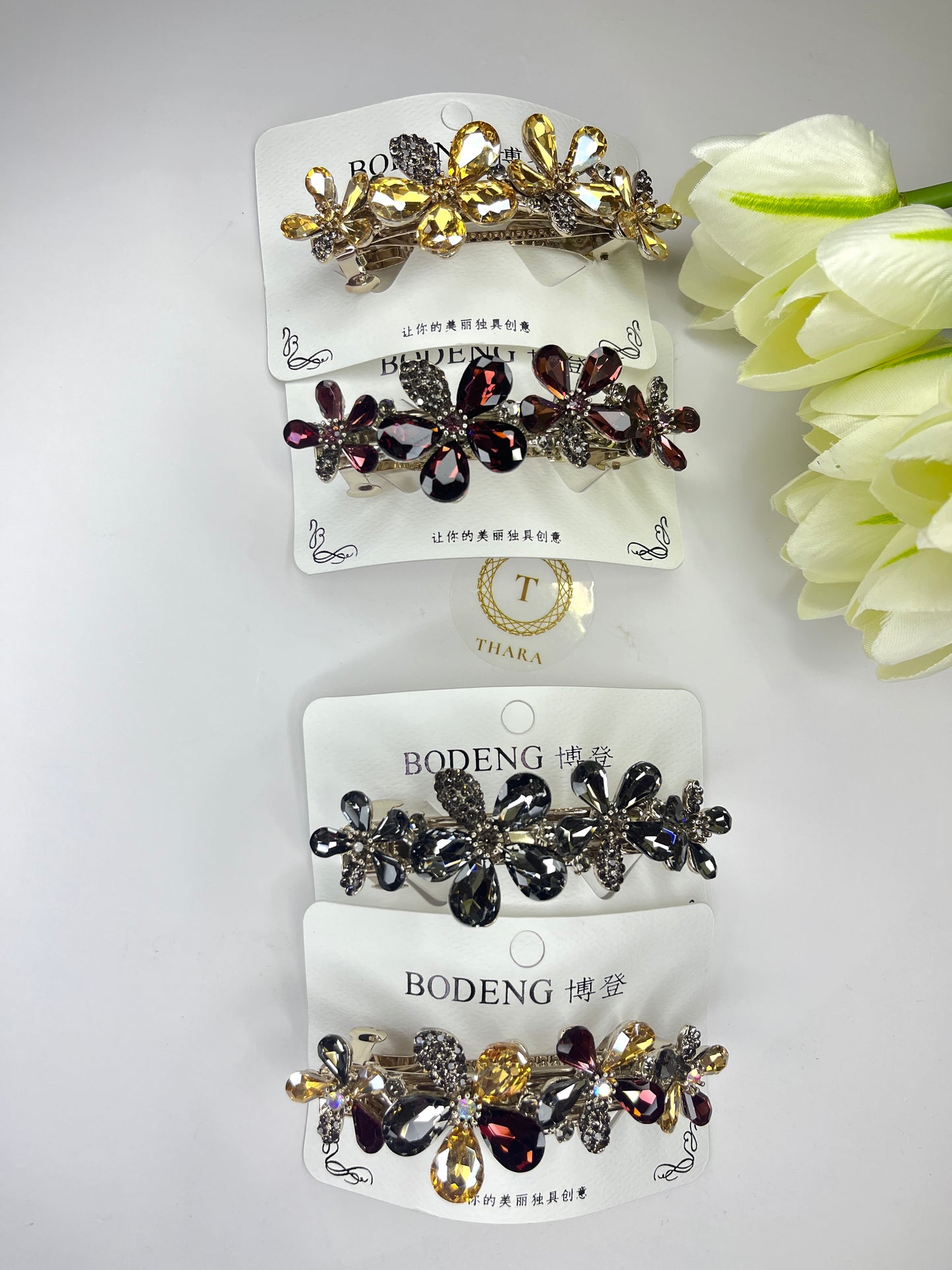 Blooming Floral Stone Center Clip