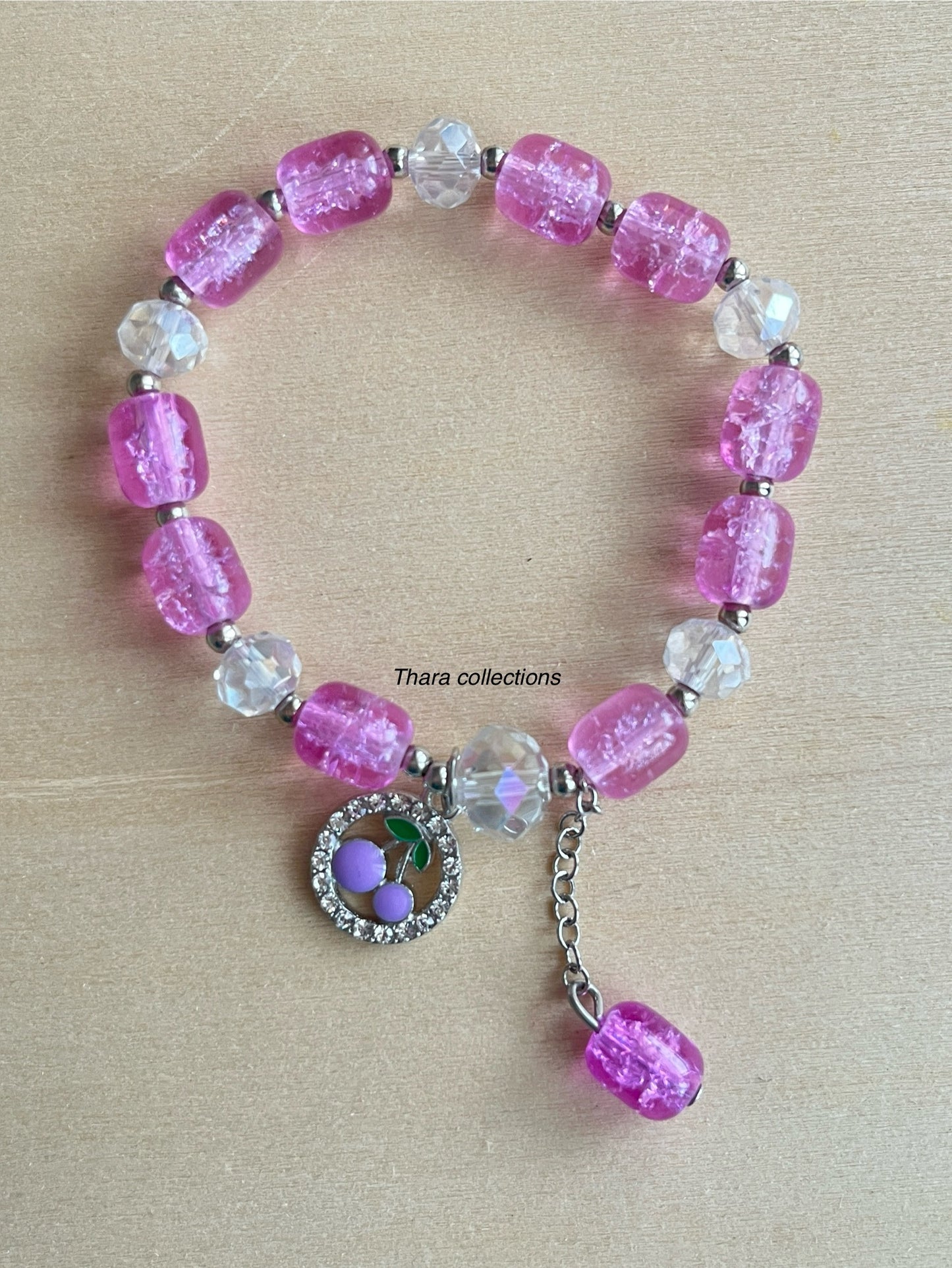 Purple Beaded Charm Bracelet