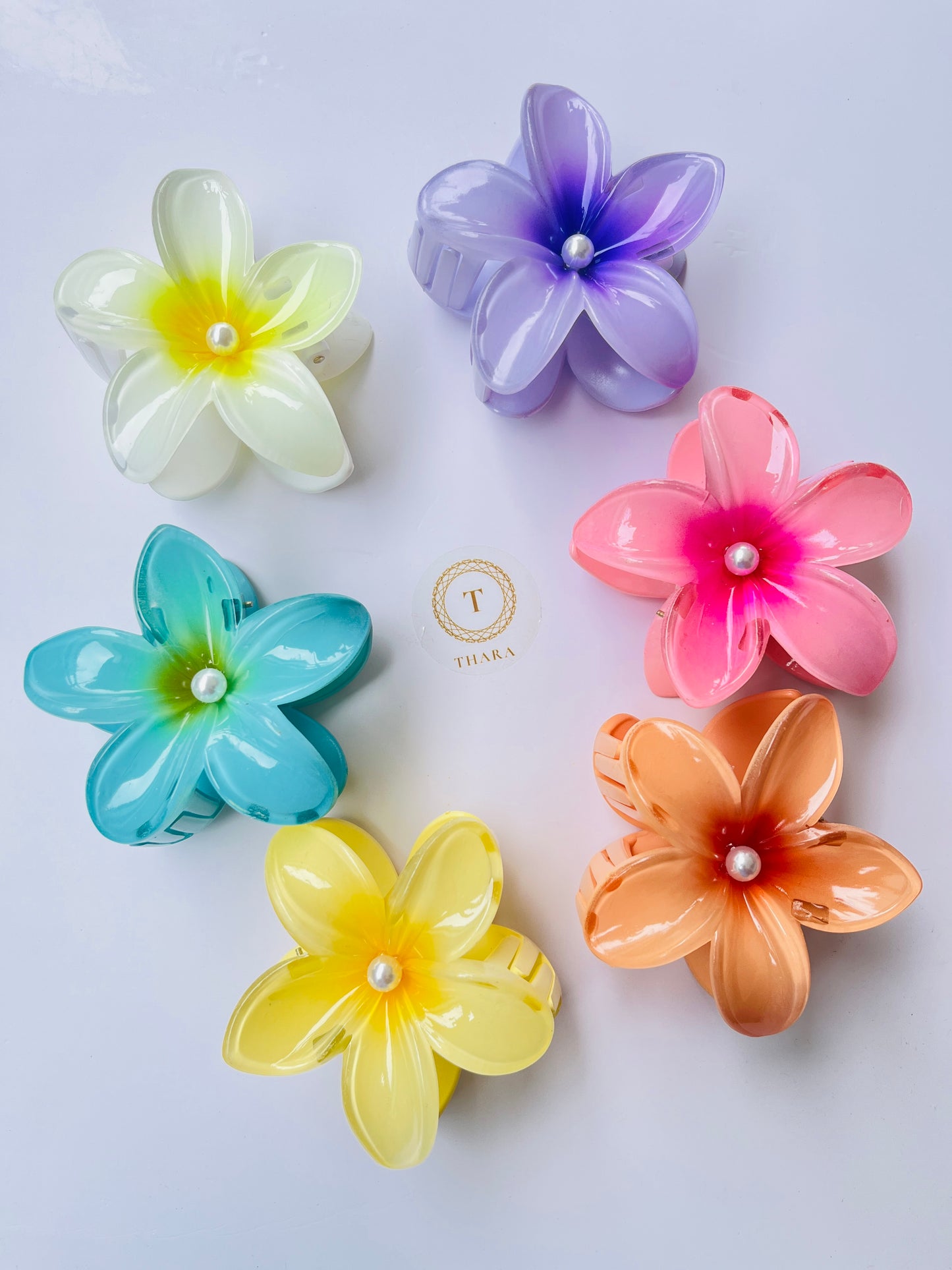 Plumeria Pearl Flower Hair Clips – Tropical Hawaiian - Big