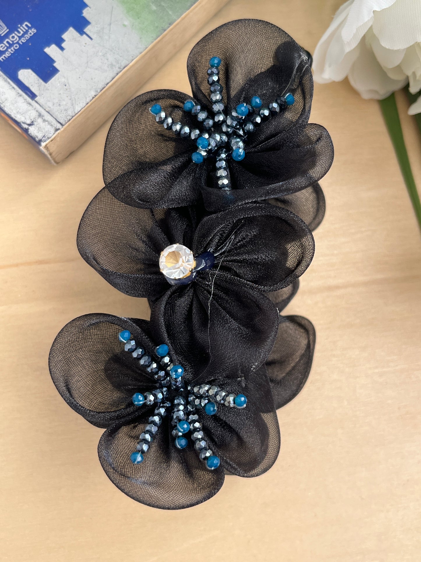 BloomBliss Beaded Floral Banana Clips