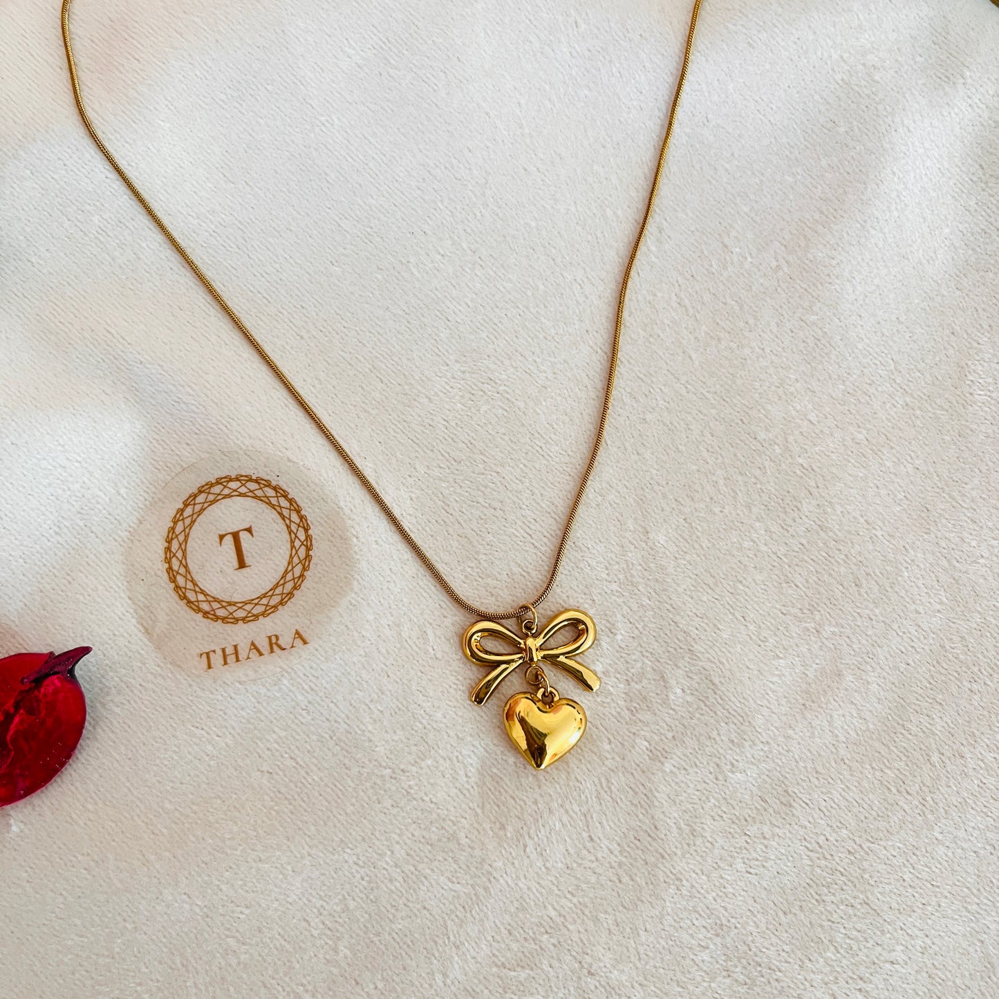 Bow Heart Pendant Chain