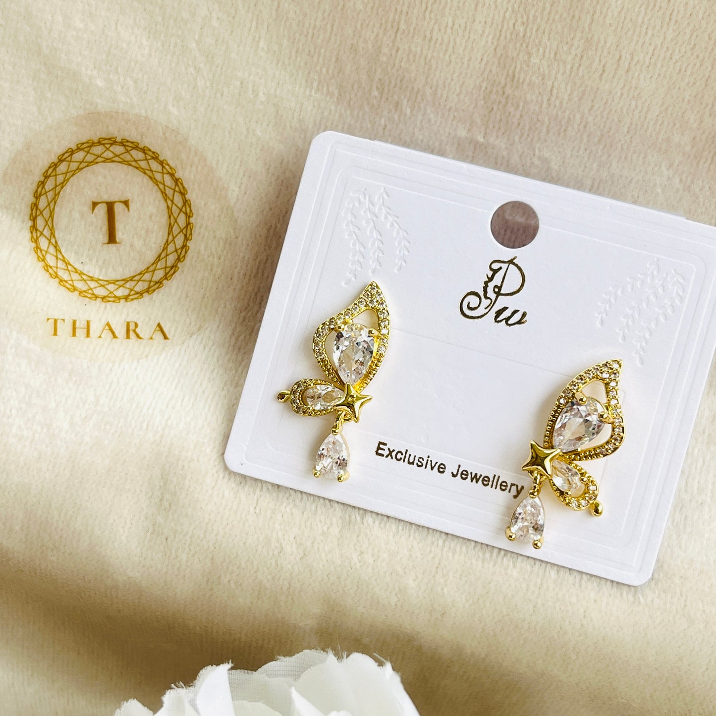 Crystal Butterfly Charm Drop Earrings