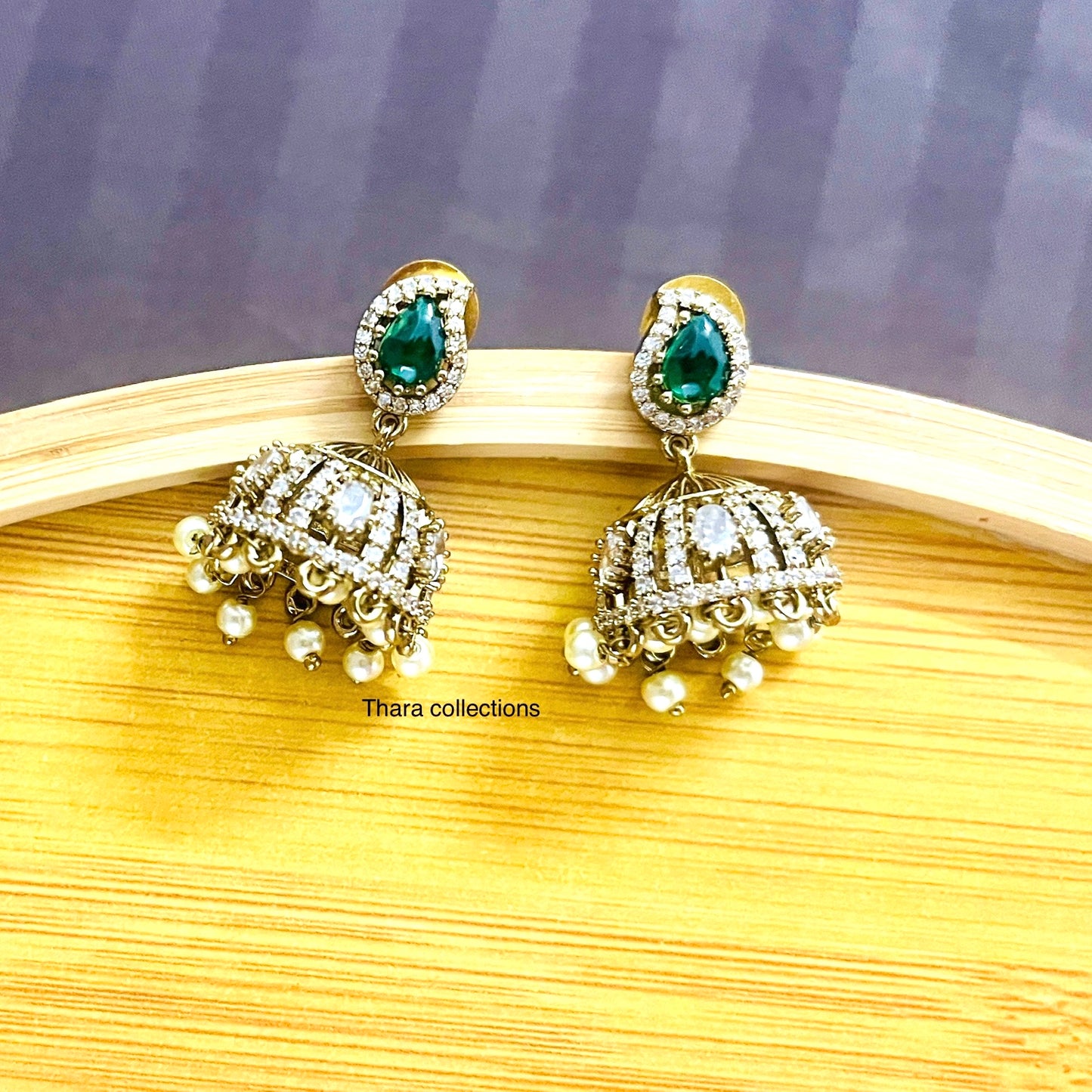 Peacock CZ Kundan Choker Set – Emerald & Pearl Accents