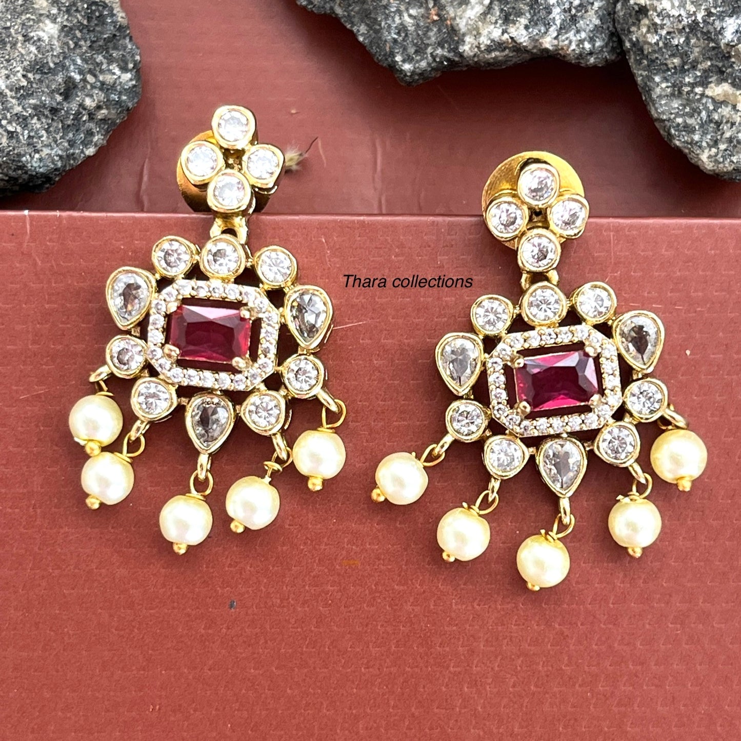 Royal Kundan Pearl Necklace & Earring Set - Ruby Red