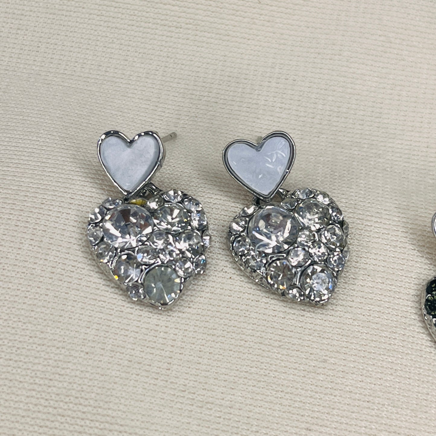 Heart Drop Earrings - Silver