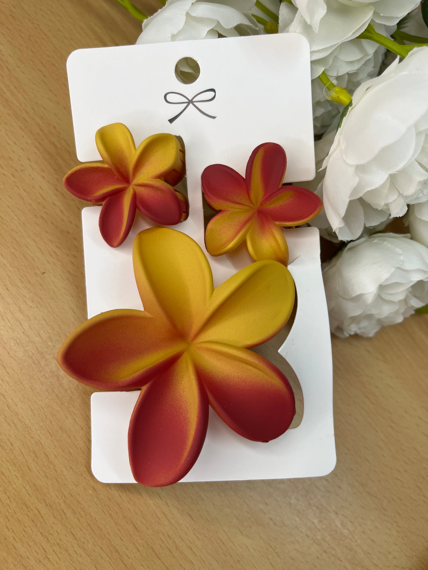 Matte Finish Hawaiian Floral Hair Clips – Set of 3
