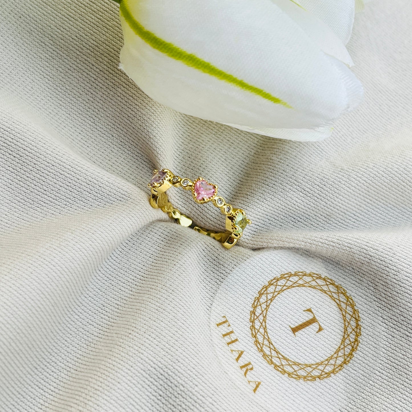 Multicolor hearts Antitarnish Ring