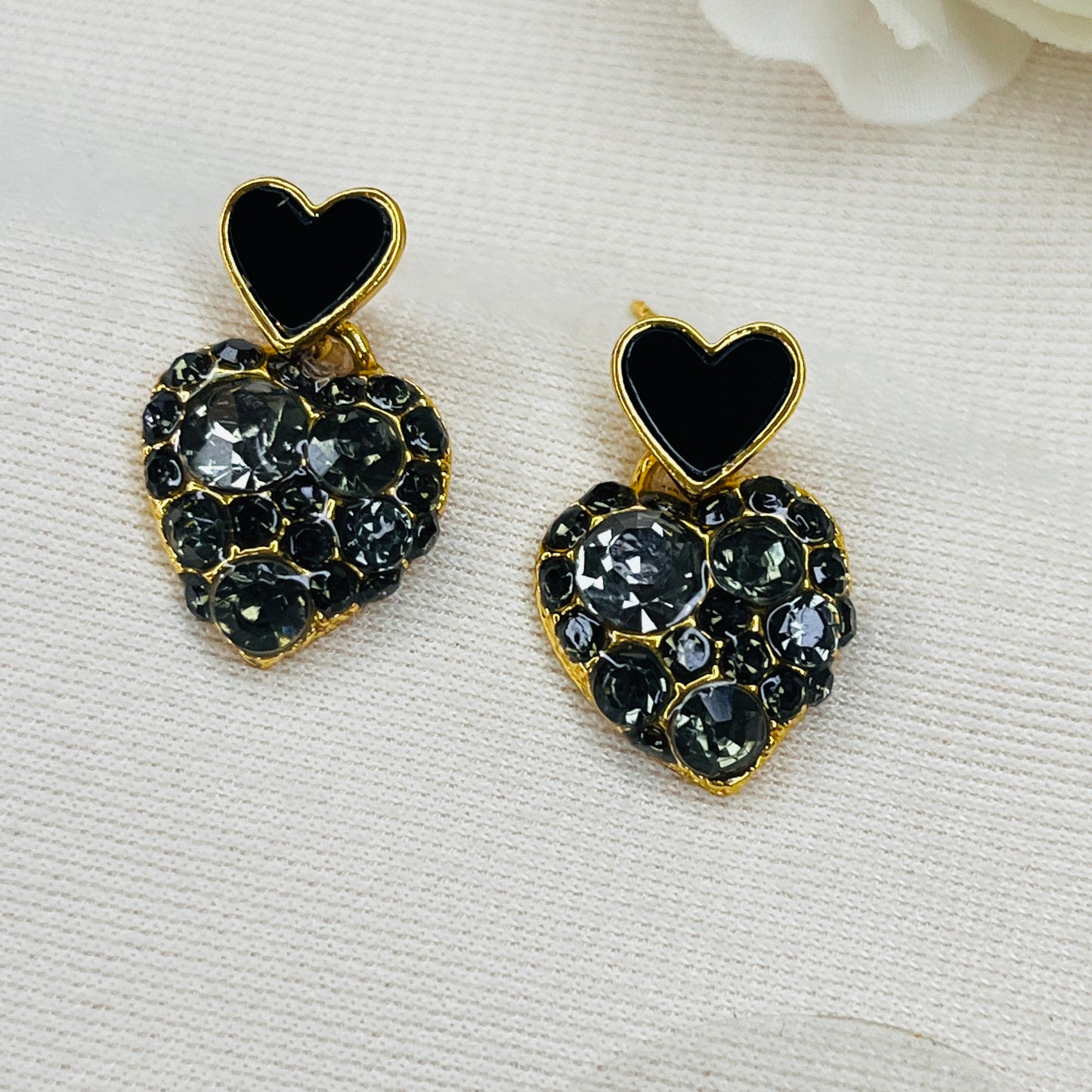 Heart Drop Earrings - Golden