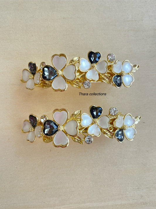 Pearl Blossom Gold Hair Barrette