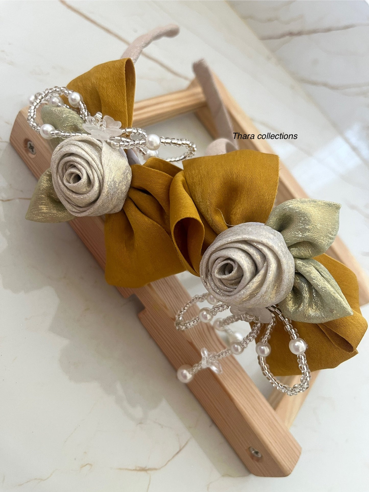 Floral Pearl Embellished Headband – Rose Garden Edition