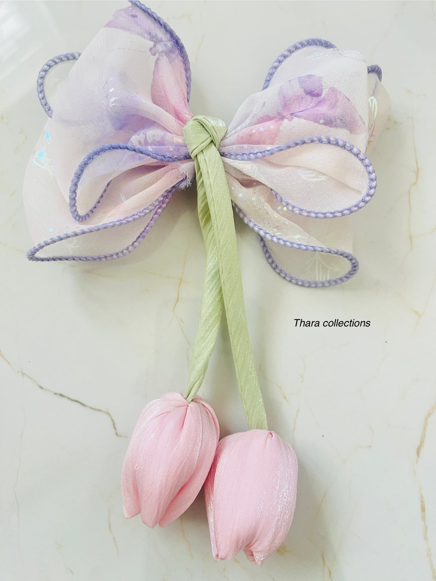 Tulip Hair Bow Clip - Flora pastel Color