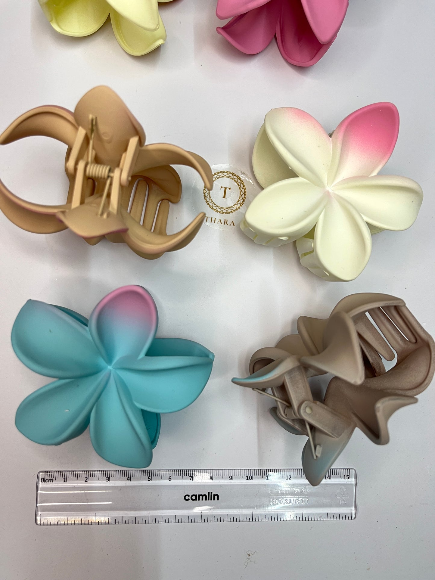 Dual Shade Matte Finish Floral Hair ClawClip - Big Size