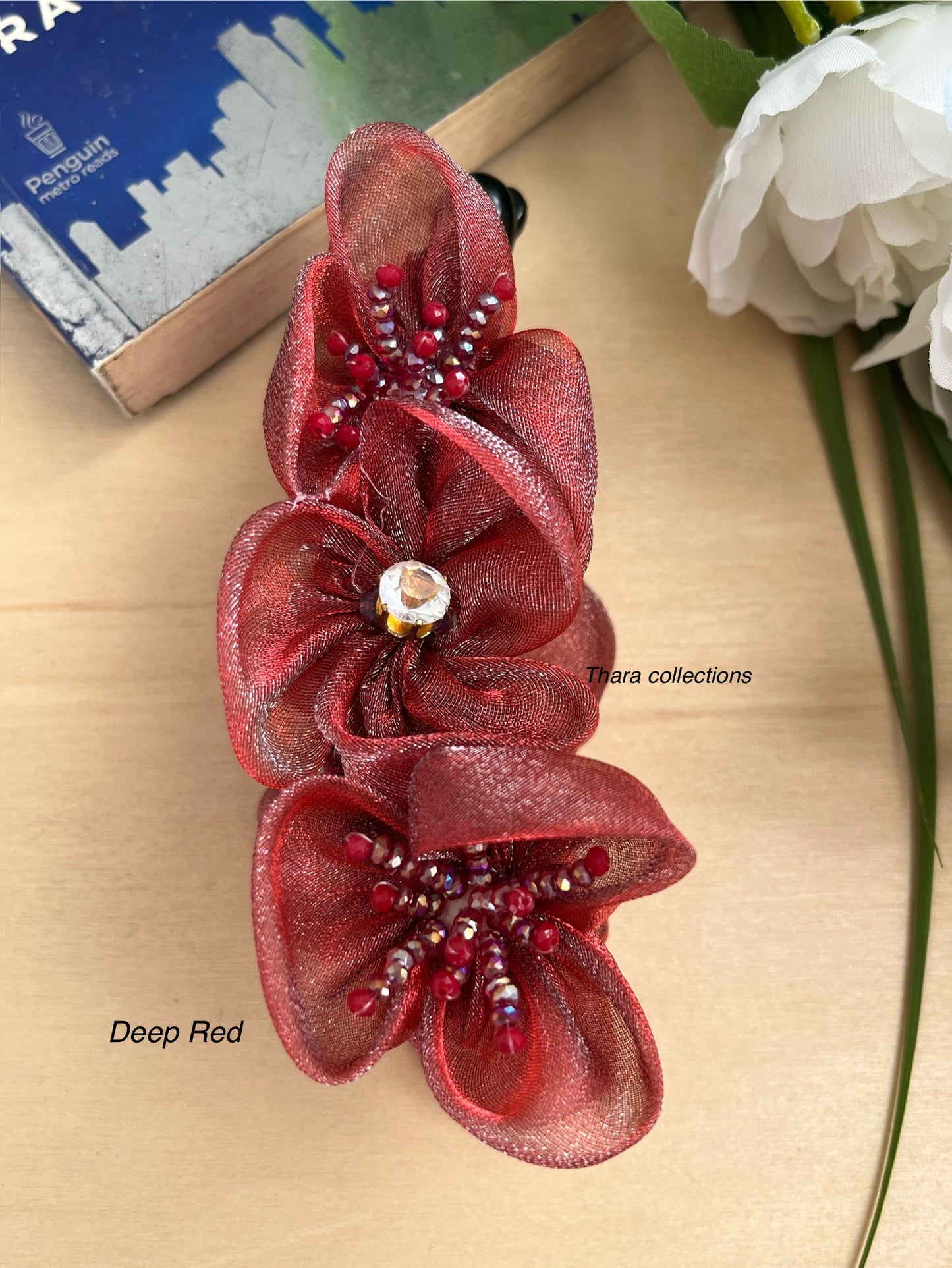 BloomBliss Beaded Floral Banana Clips