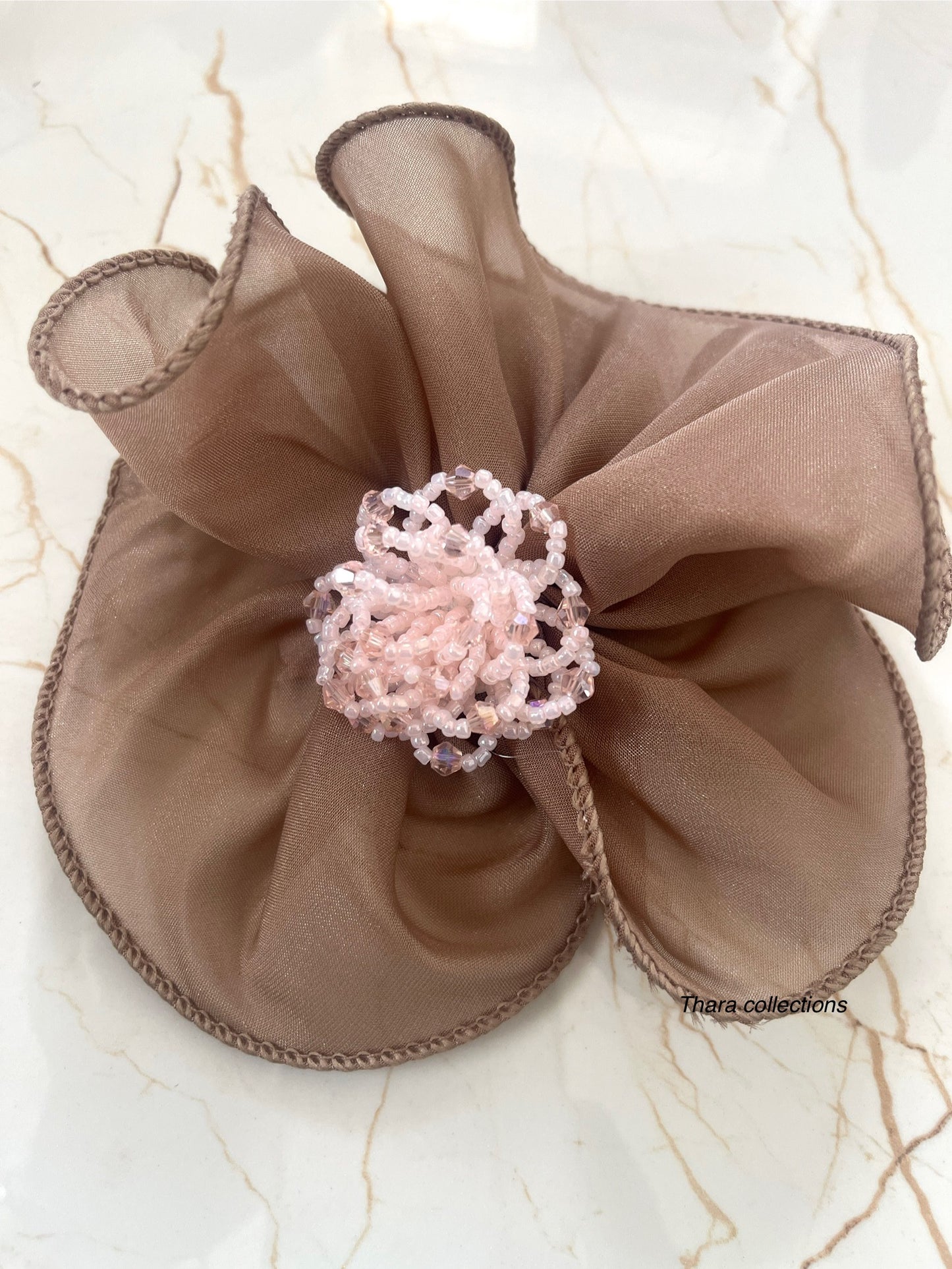 Elegant Bloom Beaded Hair Clips – Organza Petals with Handcrafted Center