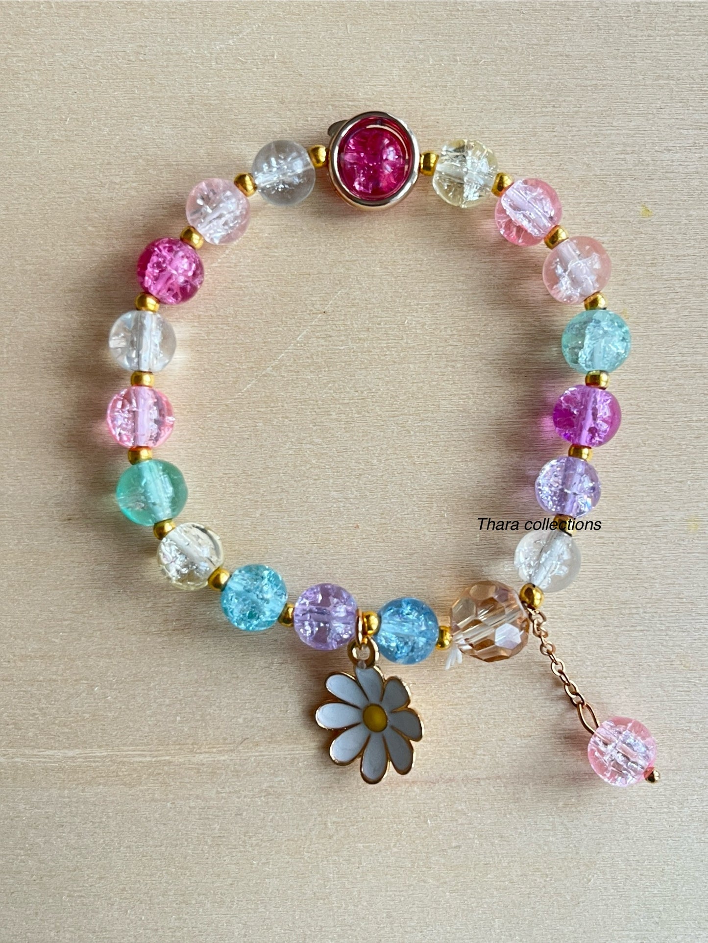 Multicolor Charm Bracelet - Floral & Kitty