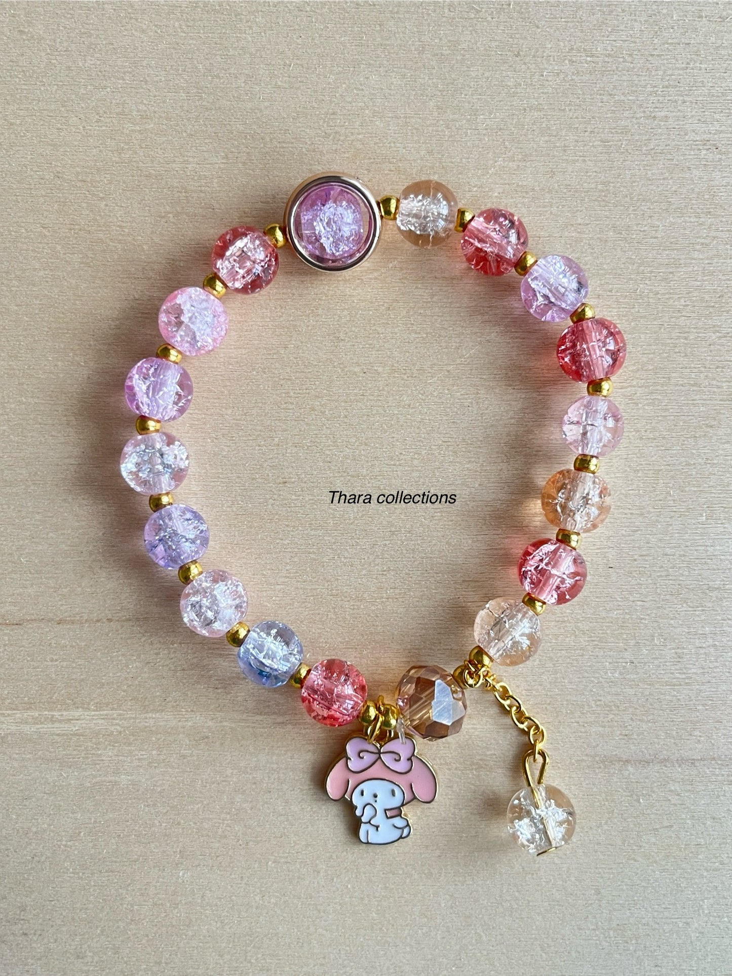 Multicolor Charm Bracelet - Floral & Kitty
