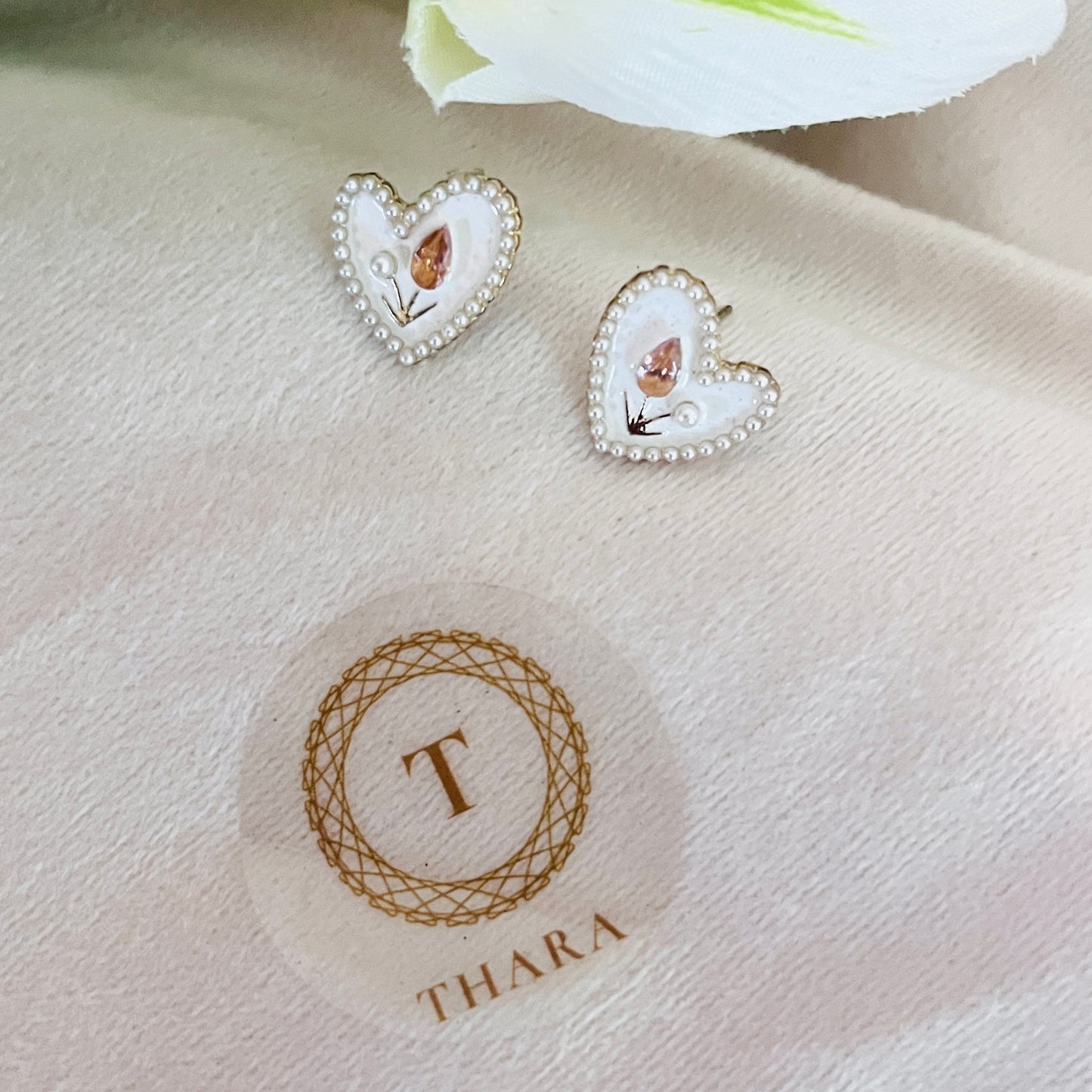 Pearl Heart Stud Earrings