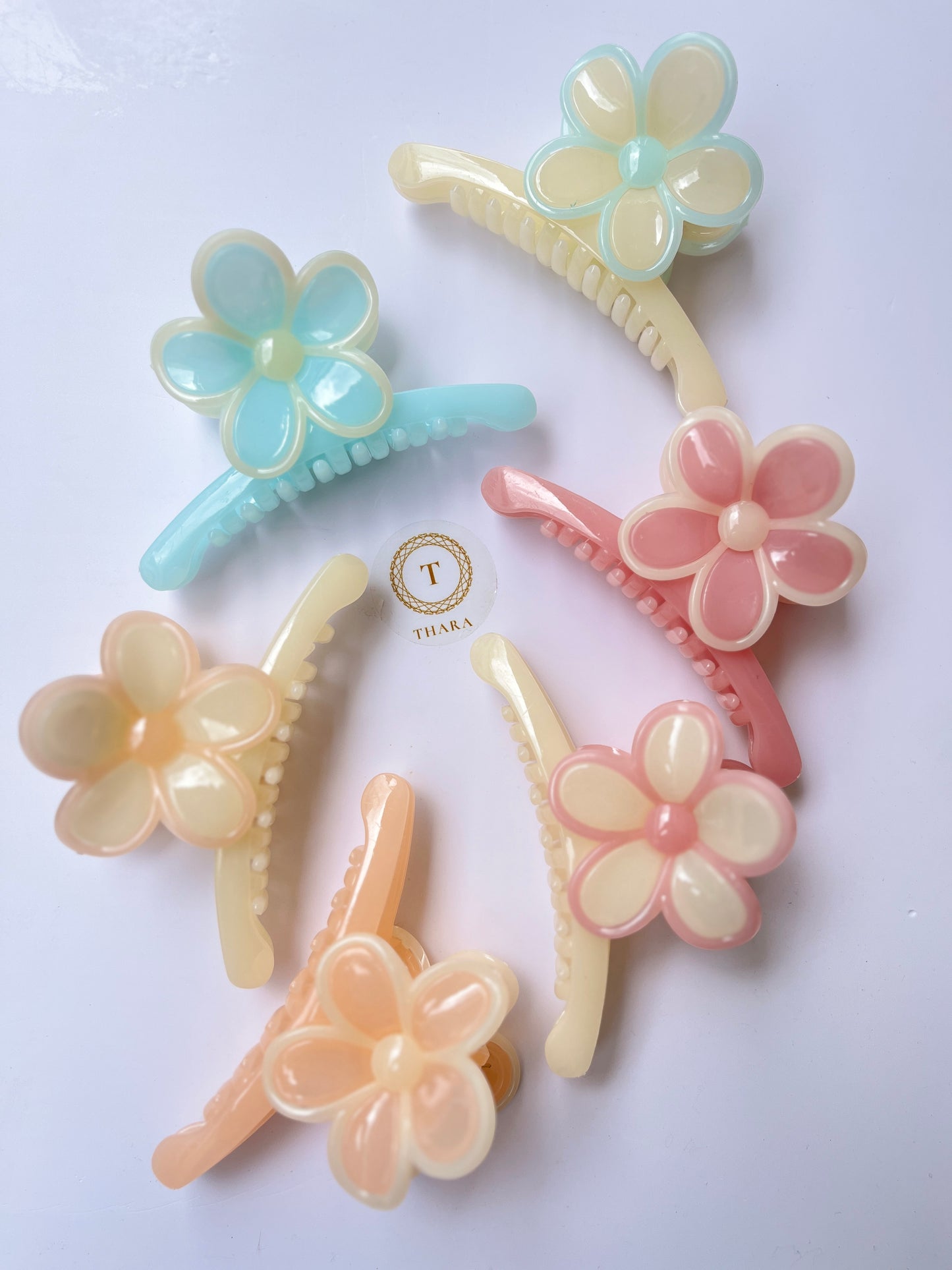 Pastel Flower Side Hair Clips – Cute Glossy Plumeria Hair Accessories