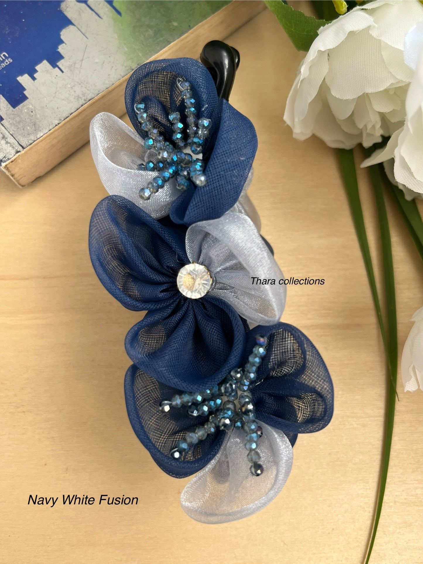BloomBliss Beaded Floral Banana Clips