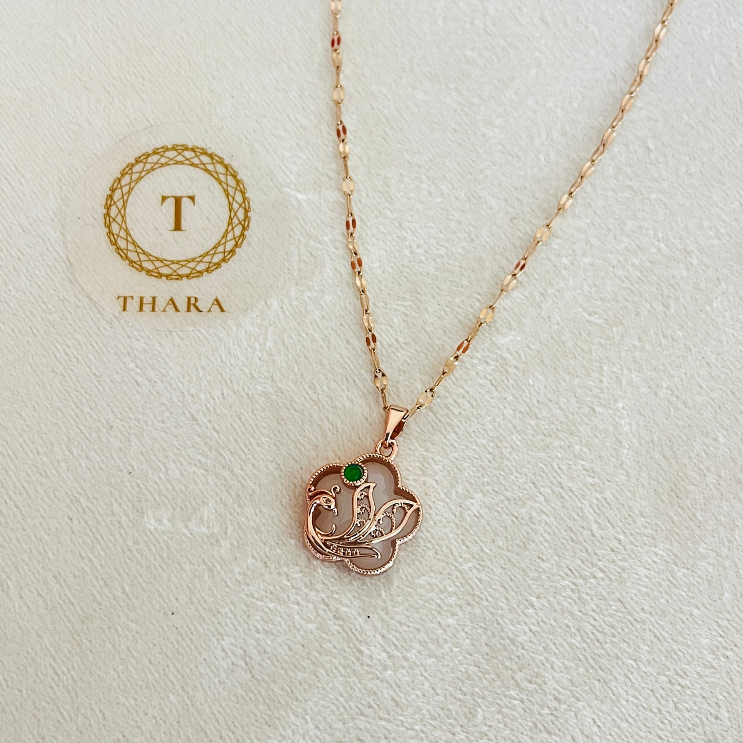 Kiyu Ziyu Peacock Pendant Rose Gold Chain - Exclusive Collection