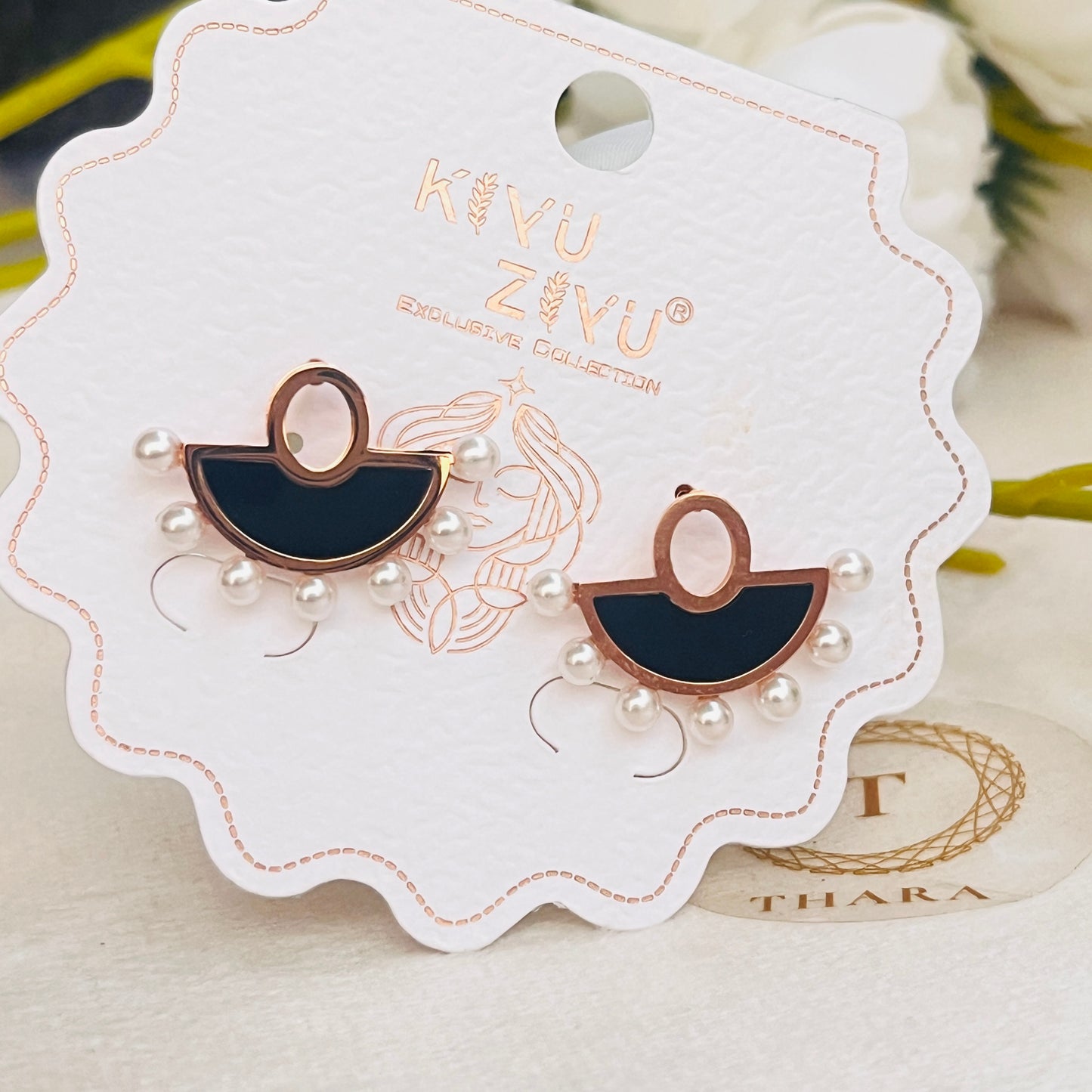 Half Moon Pearl Accent Earrings