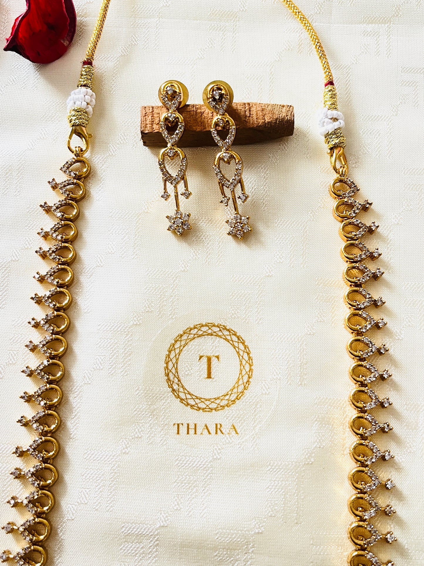 Gold-Plated Designer Floral Short Necklace Set