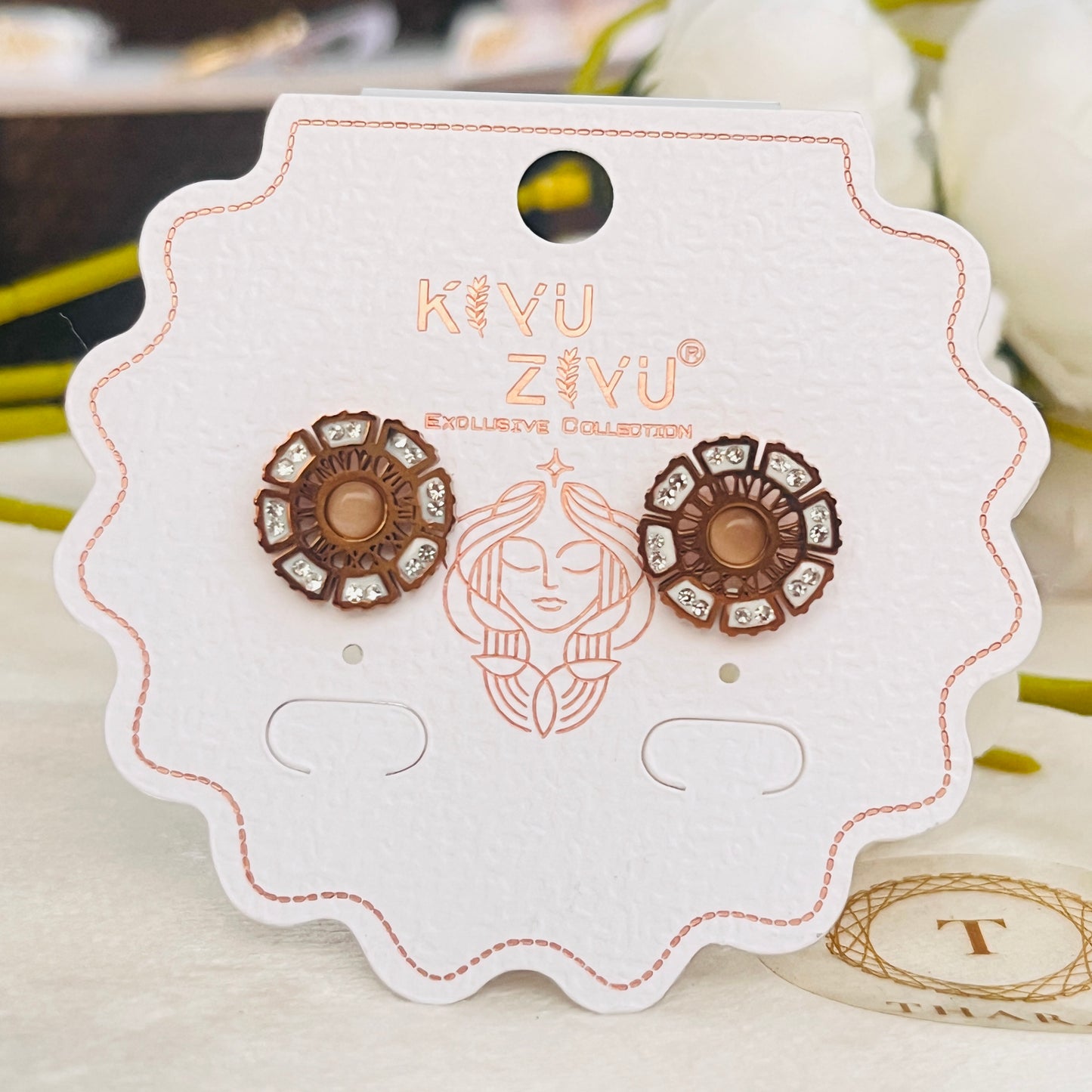 Vintage Coin Design RoseGold Stud Earrings