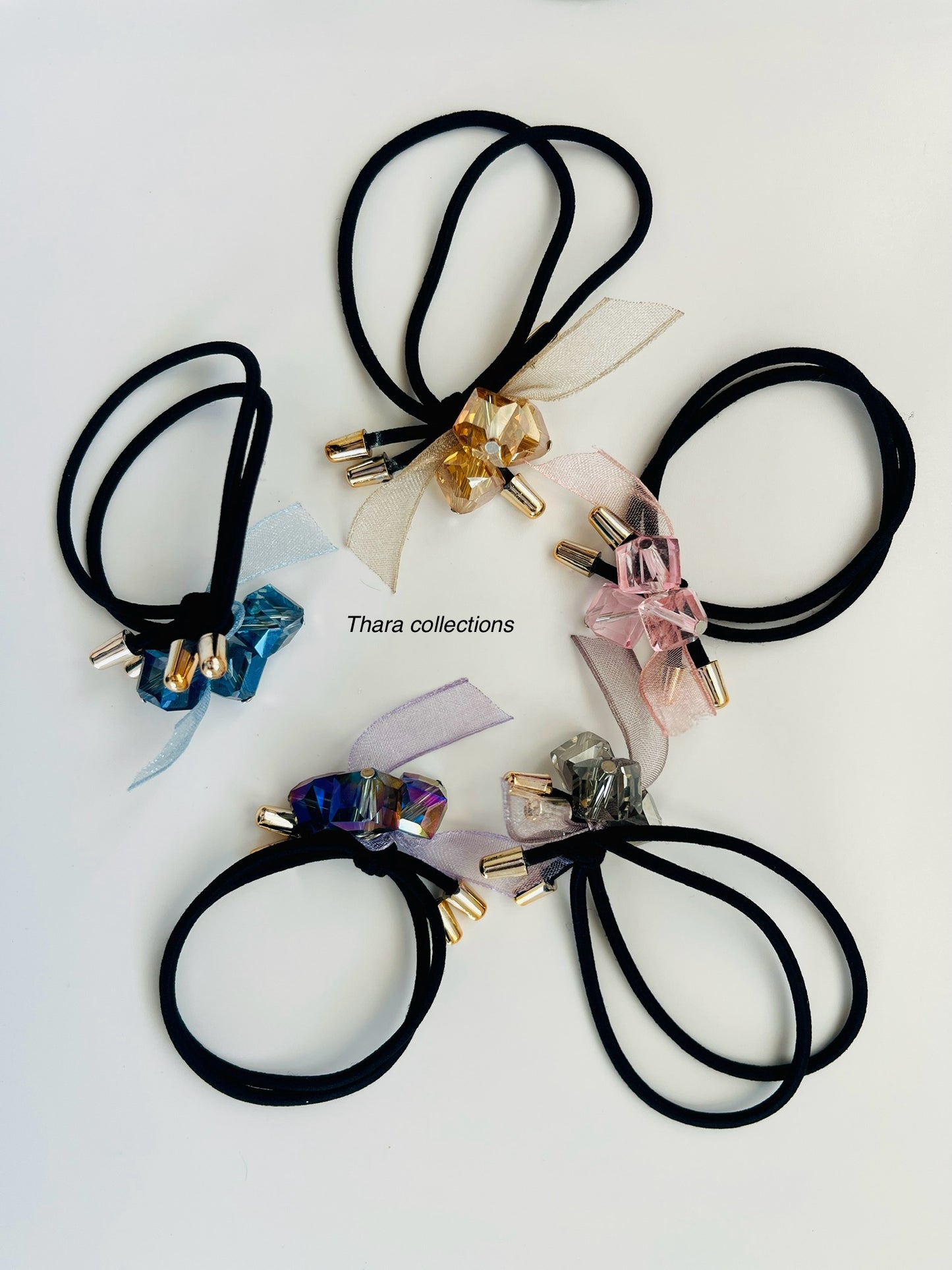 Elegant Beaded Charm Elastic Hair Ties - Pack of 2