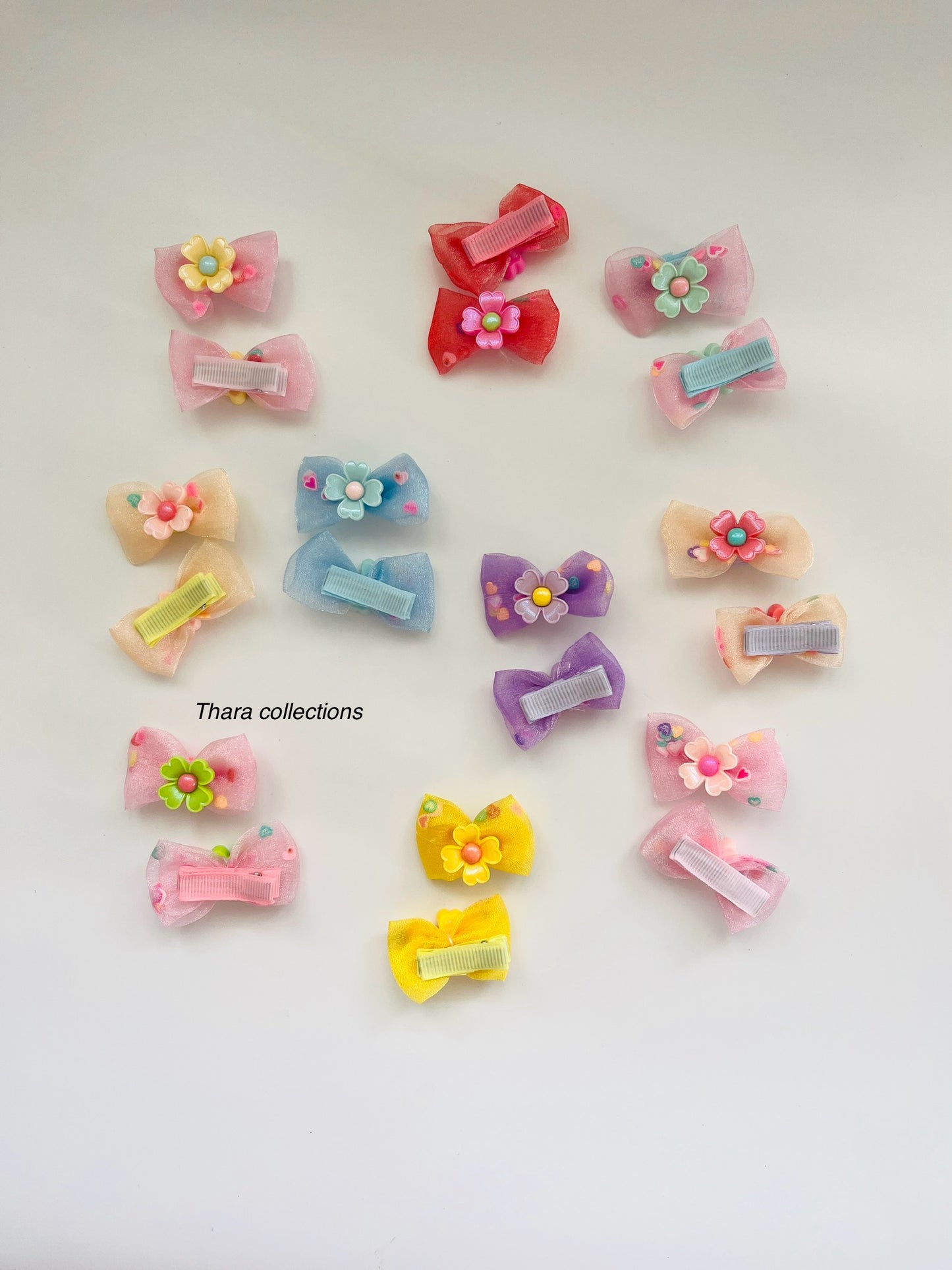 Floral Bow Clips - set of 2