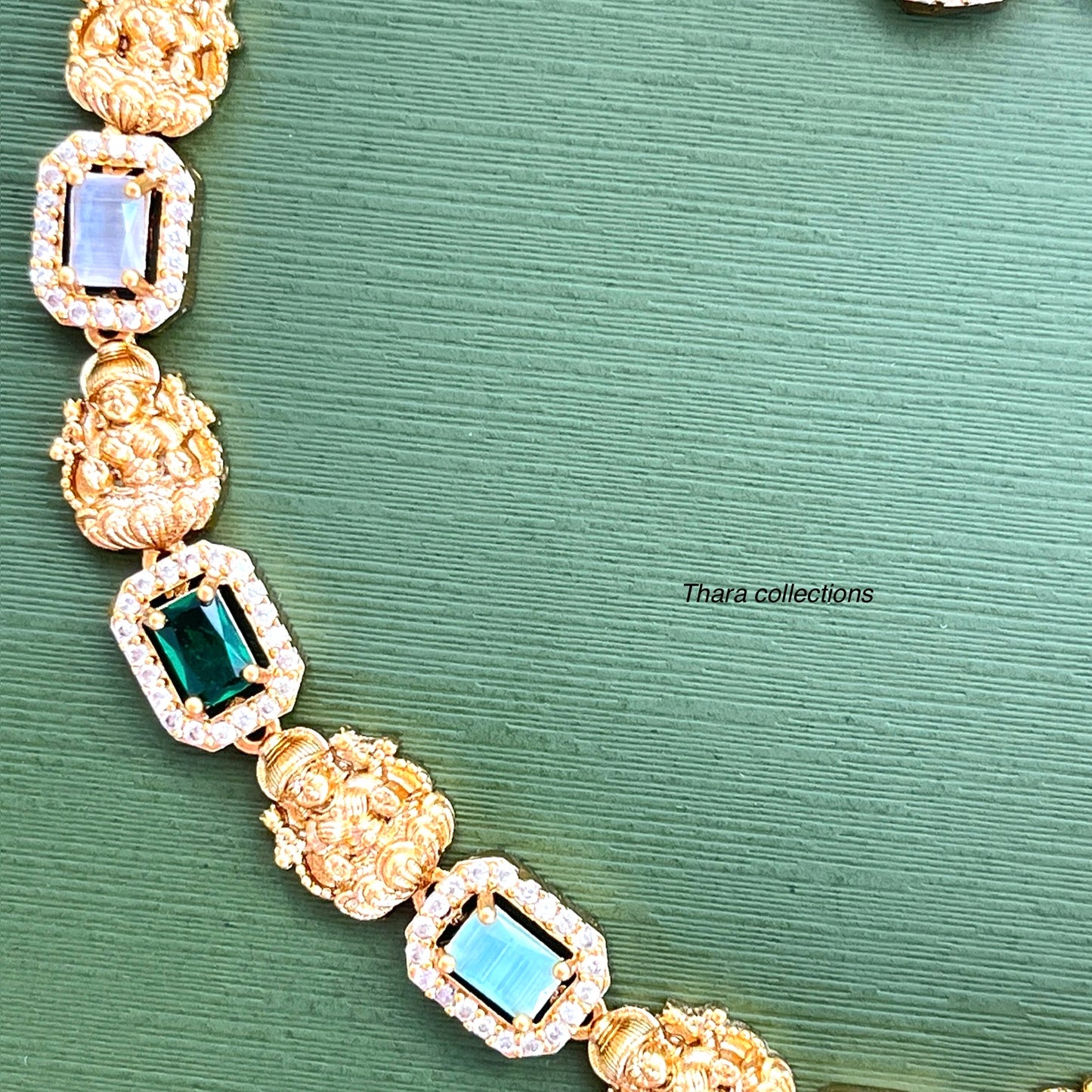 Antique Lakshmi Multicolor Stone Necklace & Earring Set – Temple Jewelry