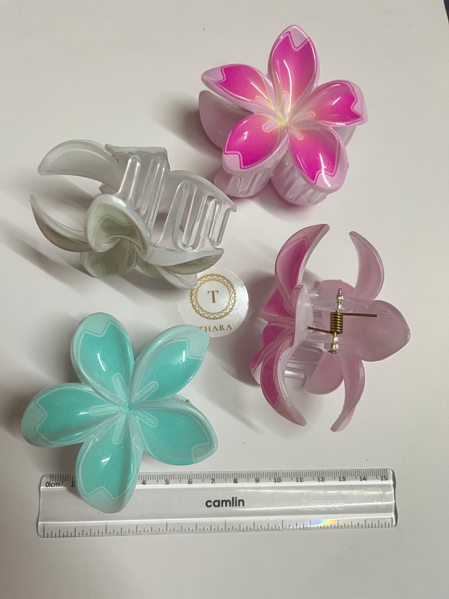 Plumeria Printed HairClawClips - Big