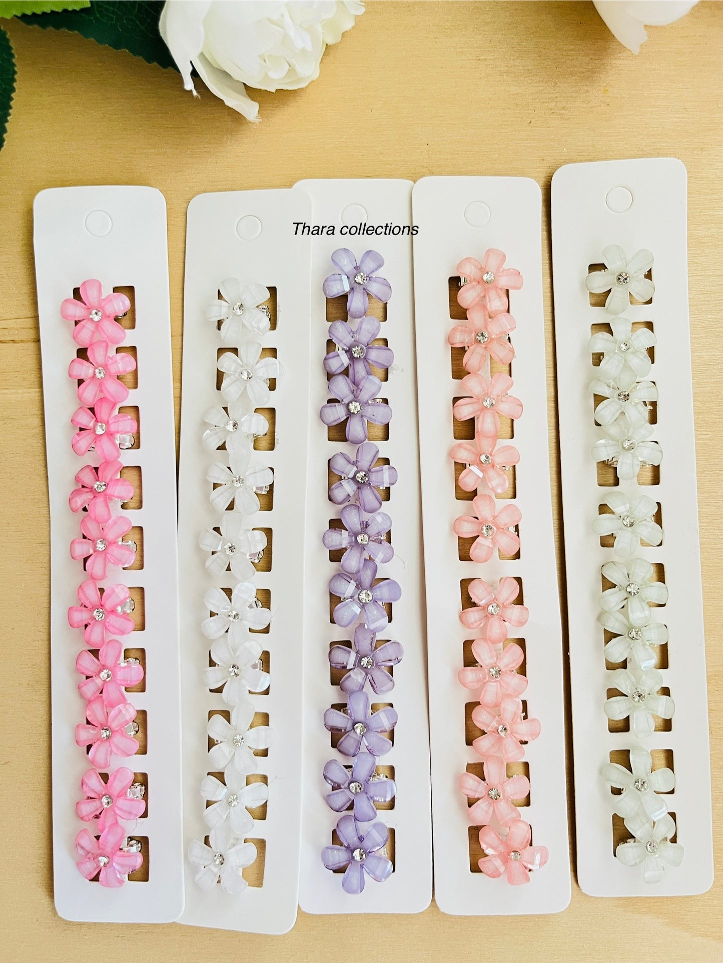 Crystal Bloom Mini Hair Clips – Set of 10